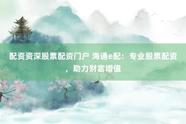 配资资深股票配资门户 海通e配：专业股票配资，助力财富增值