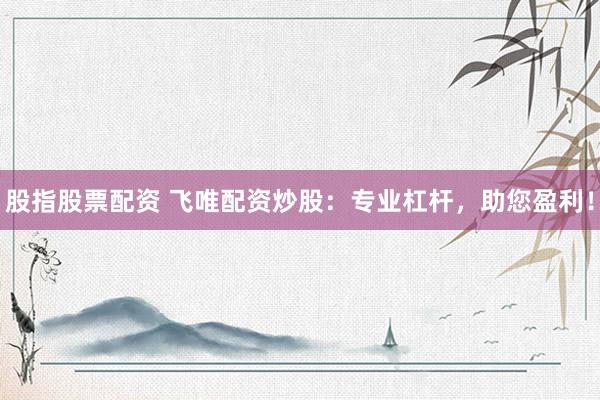 股指股票配资 飞唯配资炒股：专业杠杆，助您盈利！