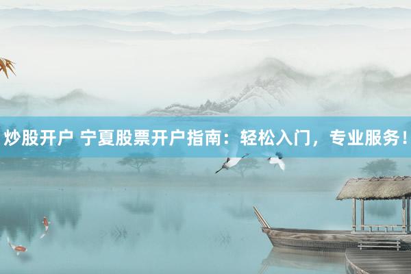 炒股开户 宁夏股票开户指南：轻松入门，专业服务！