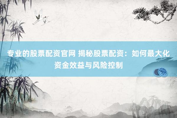 专业的股票配资官网 揭秘股票配资：如何最大化资金效益与风险控制