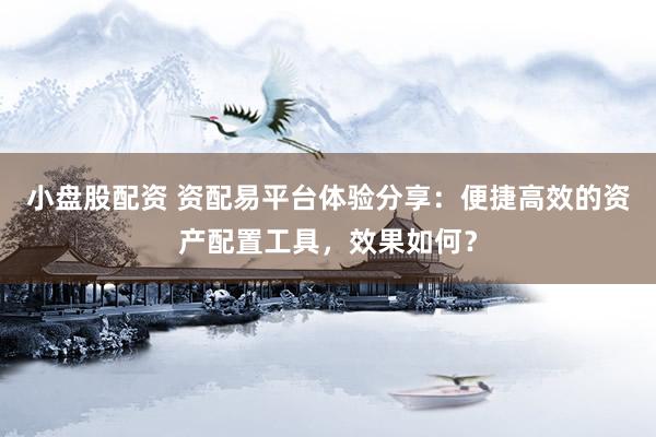 小盘股配资 资配易平台体验分享：便捷高效的资产配置工具，效果如何？