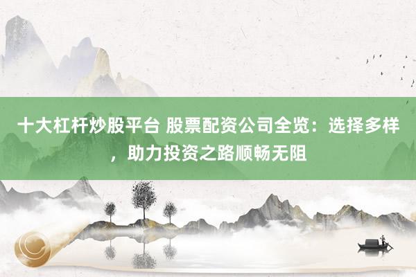 十大杠杆炒股平台 股票配资公司全览:选择多样,助力投资之路顺畅无阻