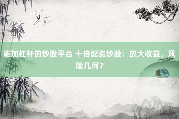 能加杠杆的炒股平台 十倍配资炒股：放大收益，风险几何？